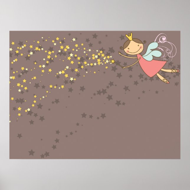 Poster Fada Princesa Estrelas Menina Aniversário Rosa Cap (Frente)