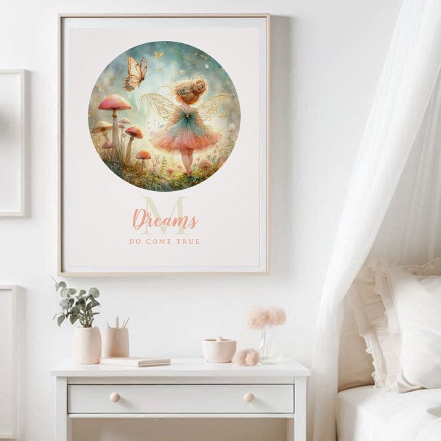 Póster Fada Princesa Magical Garden Dreamational (enchanted garden fairy princess mushrooms magical nursery kids decor personalized monogram inspire)