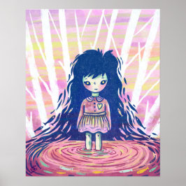 Poster Fada Rapariga perto da Ilustração do Lago