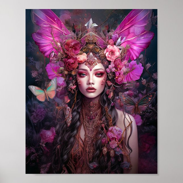 Poster Fada Rosa Púrpura Rainha Fantasia Arte (Frente)