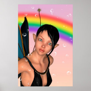 Póster Fada sob arco-íris
