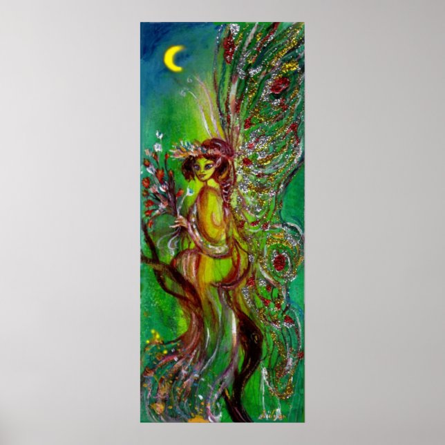 PÓSTER FADA VERDE COM FAÍSCAS DE OURO AO LUAR (Frente)