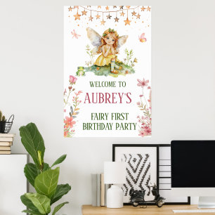 Poster Fada Whimsic Primeiro Aniversário