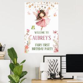 Poster Fada Whimsic Primeiro Aniversário
