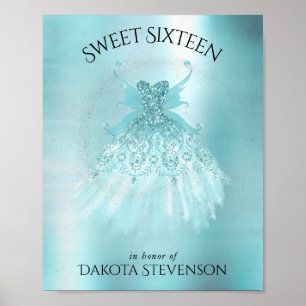 Poster Fada Wing Mint Gown Luxe Pearl Green Aqua Sheen