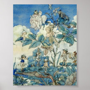 Póster Fadas do vintage em Bush cor-de-rosa