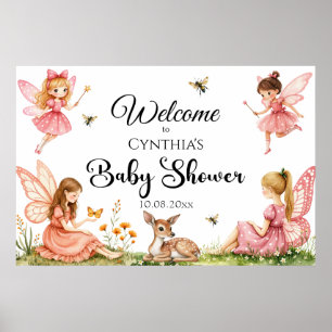 Poster Fadas Encantadoras Woodland Deer Chá de fraldas Be