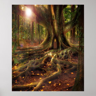 Poster Fadas, Wiccan, Pagan, Floresta Sunlit