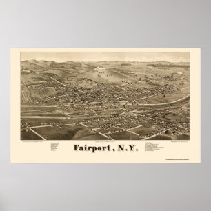 Poster Faeroporto, NY Panorâmica Map - 1885