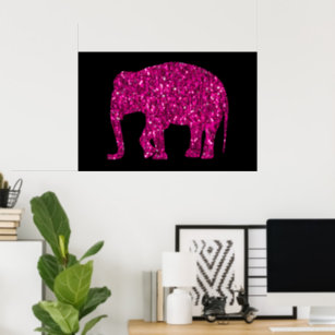 Poster Faes-faíscas do Elefante rosa-faísca cintilantes e