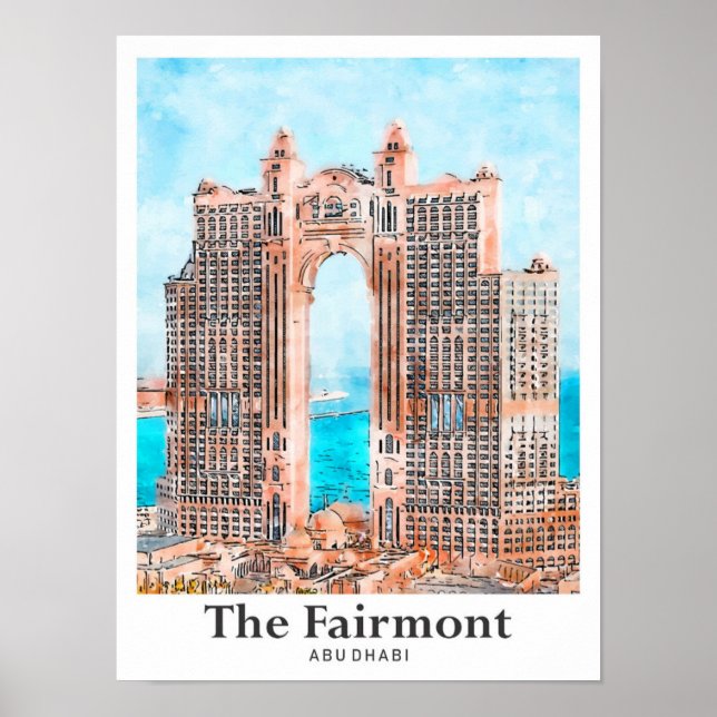 Poster Fairmont Abu Dhabi Watercolor Sketch (Frente)