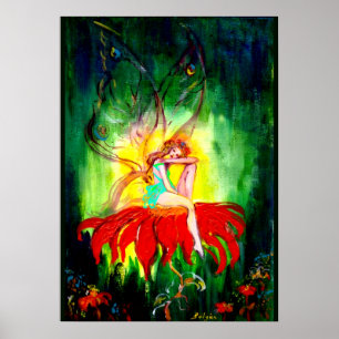 Poster FAIRY DREAMING NA FLOWER Fantasy