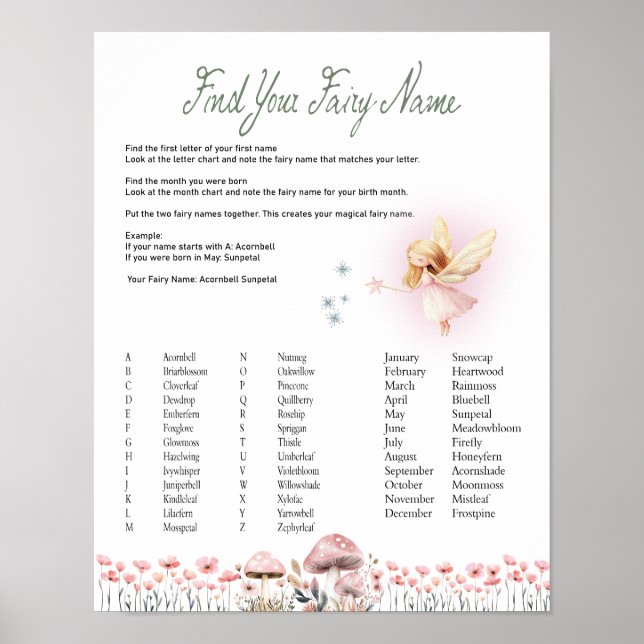 Poster Fairy Name - Fairy First Birthday (Frente)