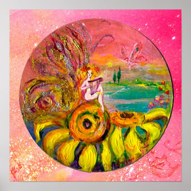 Póster FAIRY OF SFLOWERS yellow rosa sparkles (Frente)