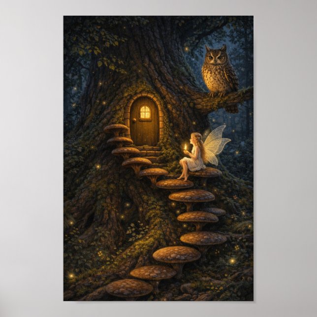 Poster Fairy on Mushroom Staircase-Enchanted Tree House  (Frente)