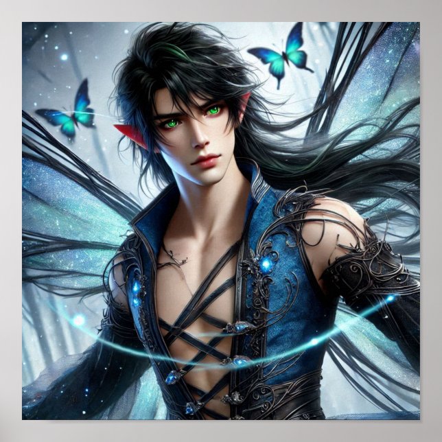 Poster Fairy Prince with Emerald Eyes & Shimmering Wings (Frente)