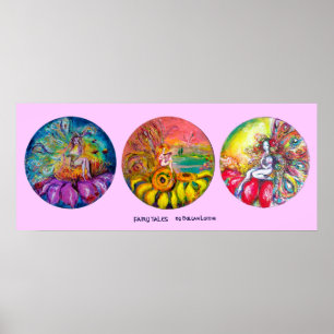 Póster FAIRY TALES amarelo azul-claro