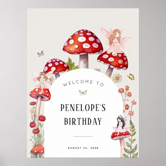 Poster Fairy Woodland Birthday Bem-vindo (Frente)