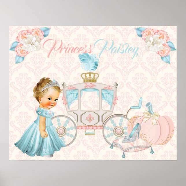 Poster Fairytale Carruagem Princesa Personalizada Nursery (Frente)
