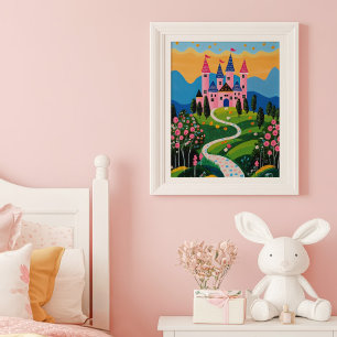 Poster Fairytale Castle Landscape Kids Wall Art