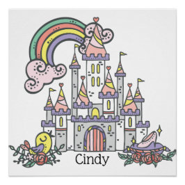 Póster Fairytale Castle Princess Custom Name