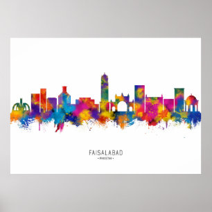 Poster Faisalabad Pakistan Skyline