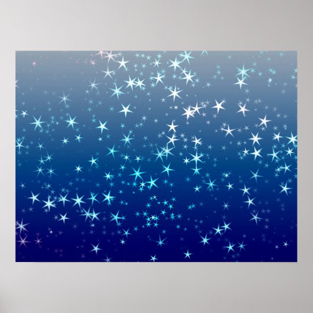 Poster Faíscas de Natal Estrelas Céu Azul (Frente)