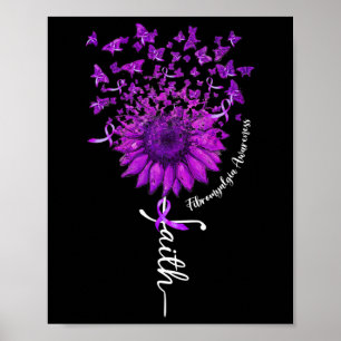 Poster Faith Butterfly Fibromialgia Sunflower Consciência