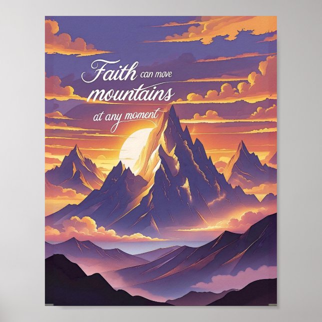 Poster Faith Can Move Mountains – Sunset Inspiration (Frente)