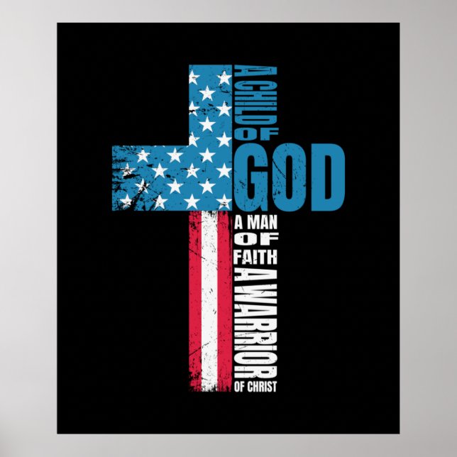 Poster Faith Cross American Flag Cristo Jesus (Frente)