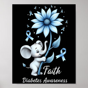Poster Faith Cute Elephants Sunflower Diabetes Sensibiliz