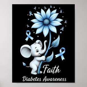 Poster Faith Cute Elephants Sunflower Diabetes Sensibiliz