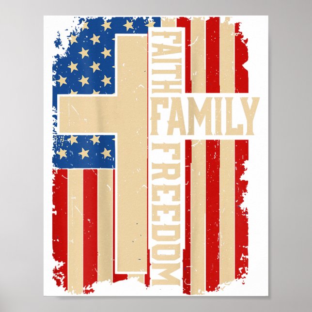Poster Faith Family Dom God Country Patriotic Christian O (Frente)
