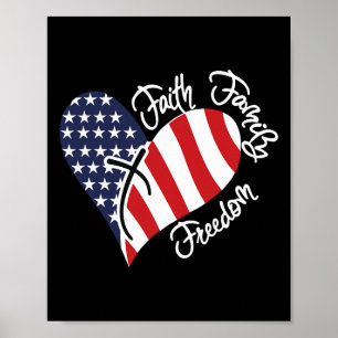 Poster Faith Family Freedom Heart Christian Patriotic 4th