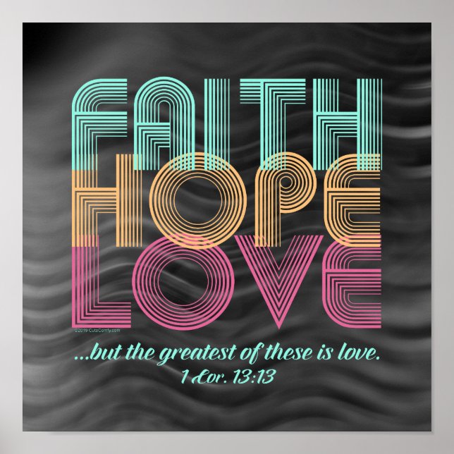 Poster Faith Hope ama Bíblia cristã Verso Retro (Frente)