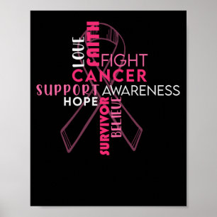 Poster Faith Hope ama Consciência do Cancer da Mama