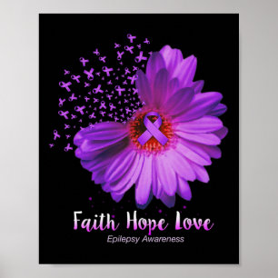 Poster Faith Hope ama Consciência Epilepsia Girassol