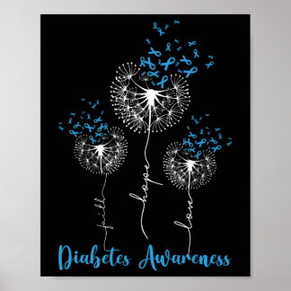 Poster Faith Hope ama Dandelion Flower Diabetes Awarenes