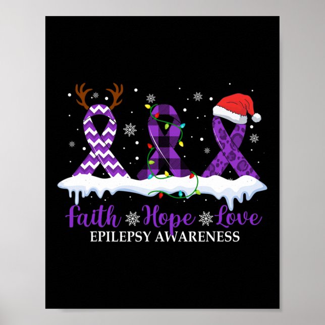 Poster Faith Hope ama Epilepsia Consciência Natal Ribbo (Frente)