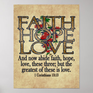 Póster Faith Hope ama Escritura Elegante de Bíblias Crist