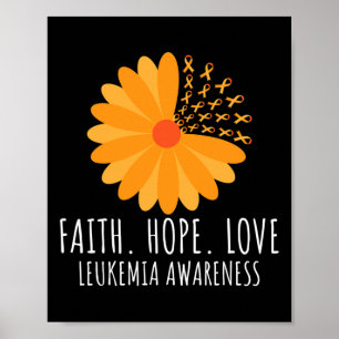 Poster Faith Hope ama Flor Laranja Fita Leucemia Awar