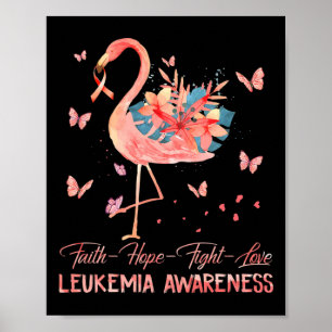 Poster Faith Hope ama Leucemia Amarela Rosa Flamingo Awar