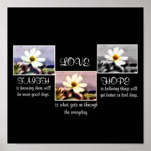Poster Faith,hope and love floral print
