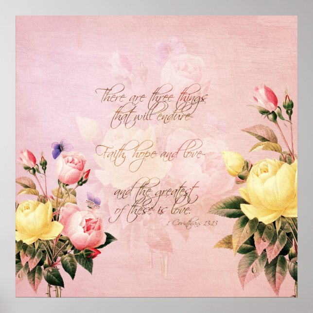 Póster Faith Hope e Rosas de Amor (Frente)