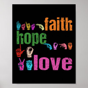 Poster Faith Hope Love American Sign Language Christian E