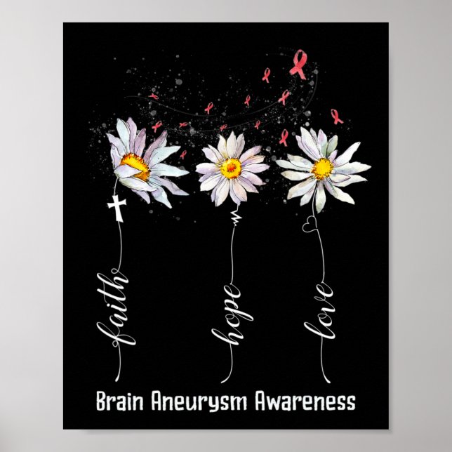 Poster Faith Hope Love Brain Aneurysm Awareness Flower Gi (Frente)