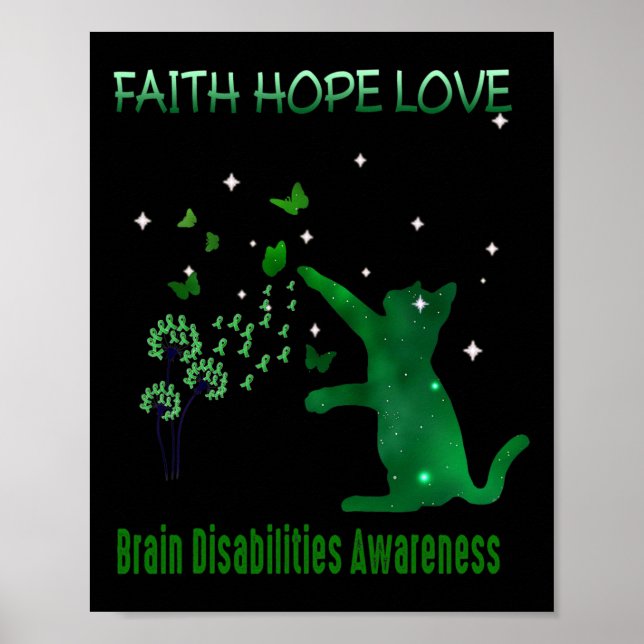 Poster Faith Hope Love Brain Disabilities Consciência 1 (Frente)