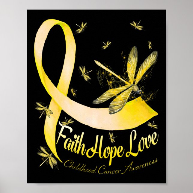 Poster Faith Hope Love Childhood Cancer Awareness Dragonf (Frente)