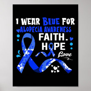 Poster Faith Hope Love Eu Visto Azul Para A Alopecia Cons