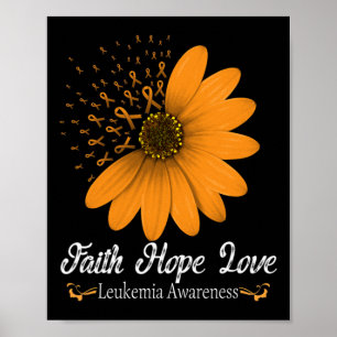 Poster Faith Hope Love Orange Ribbon Sanguage Support